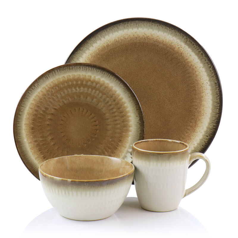 Gibson Elite Moonstruck 16 Piece Ceramic Dinnerware Set in Brown