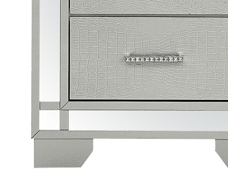 Madison 2-Drawer Silver Champagne Nightstand (26 in. H x 17 in. W x 23 in. D)