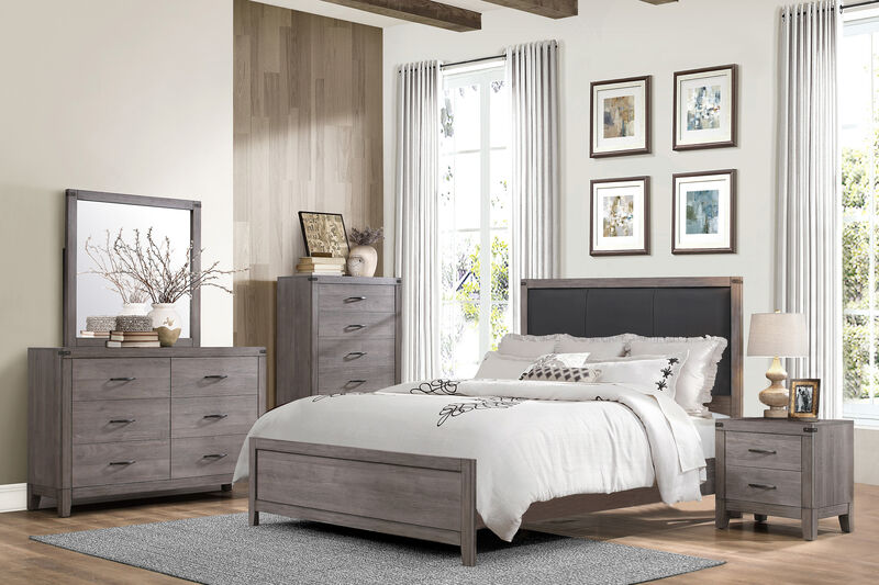 Streamdale Modern Nightstand with 2 Drawers, Brownish Gray Finish