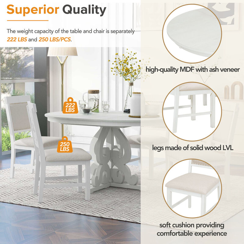 Merax 5-Piece Extendable Table Retro Dining Set
