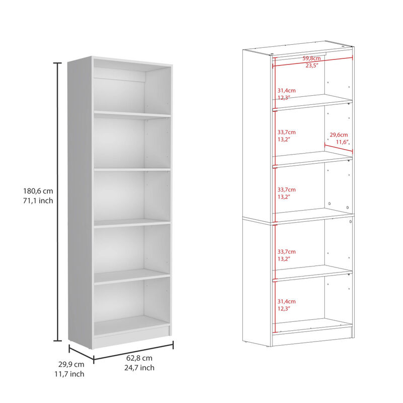 Salina 3 Piece Living Room Set With 3 Bookcases, White