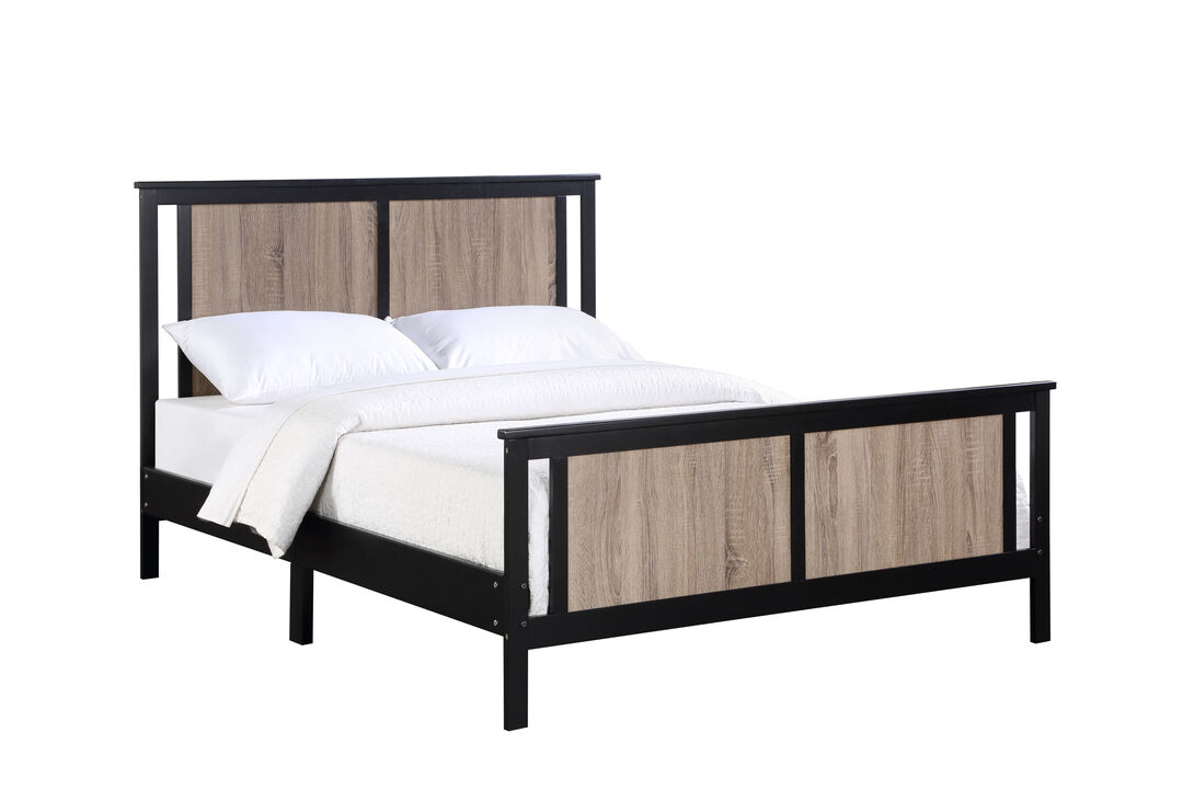 Olive & Opie Connelly Reversible Panel Full Bed Black/Vintage Walnut