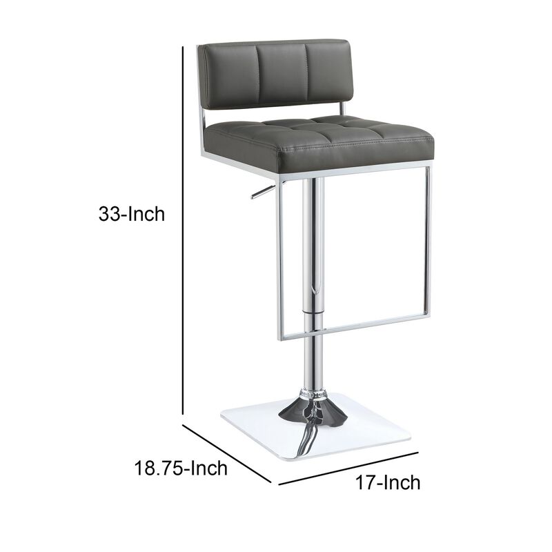 Classic Adjustable Metal Bar Stool, Gray & Silver-Benzara
