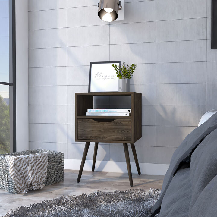 Streamdale Otom Nightstand, Dark Walnut
