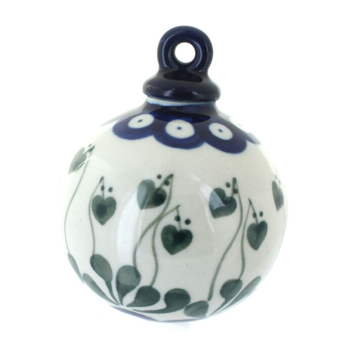 Blue Rose Polish Pottery Alyce Small Round Christmas Ornament