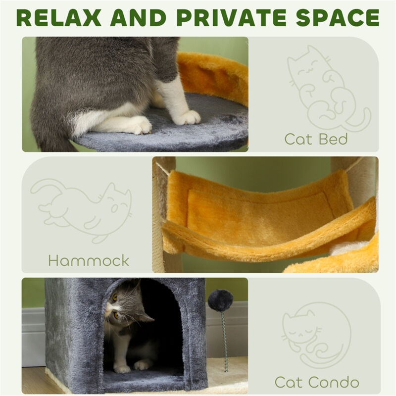 Cat Tree Multi-Level Cat Tower with Scratching Posts, Cozy Condo, Hammock, and Plush Perches for Indoor Cats