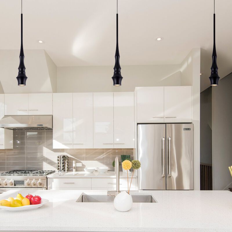 VONN Lighting Integrated LED Height Adjustable Pendant Light in Black