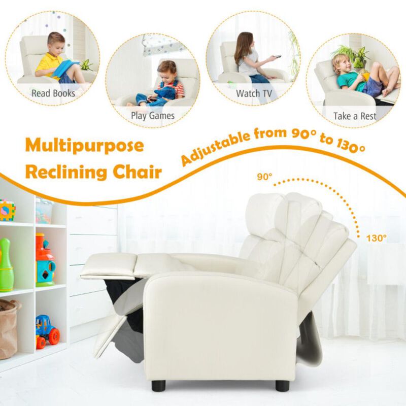Hivvago Ergonomic PU Leather Kids Recliner Lounge Sofa for 3-12 Age Group