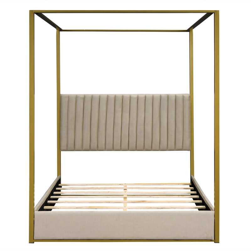 Merax Upholstery Canopy Platform Bed