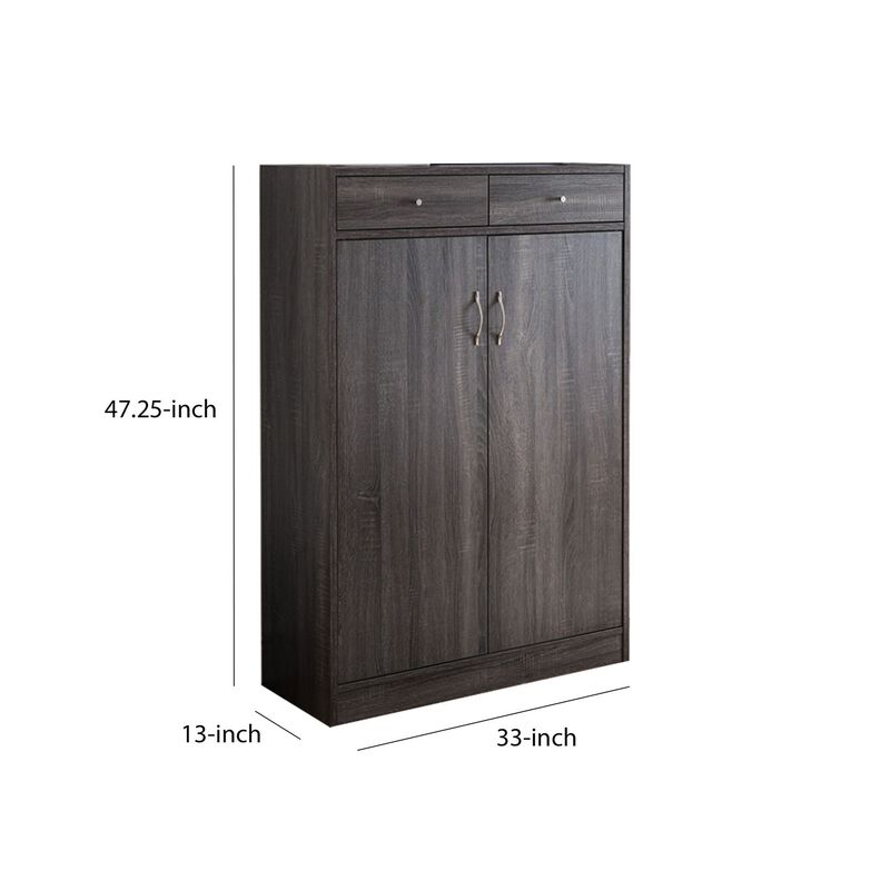 Shoe Cabinet With Spacious Storages, Gray-Benzara