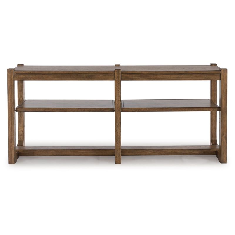 Cabal Sofa Table, Open Shelf, Light Brown Wood, Rectangular 65 Inch - Benzara
