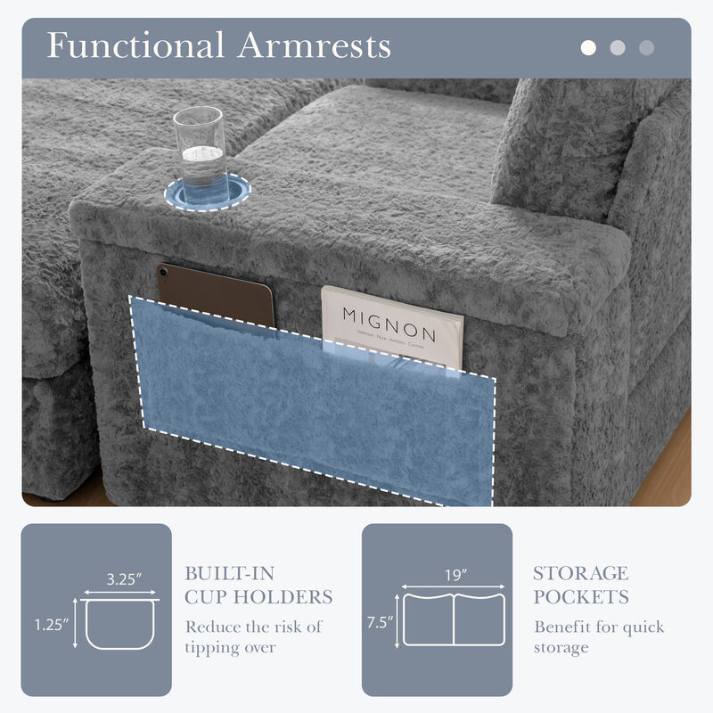 Merax Upholstered Sofa Chair with Storage Ottoman and Armrests