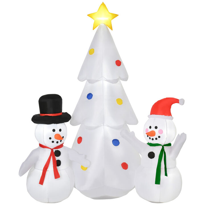 6' Inflatable Christmas Snowmen Christmas Tree Blow-Up Outdoor Display w/ LEDs