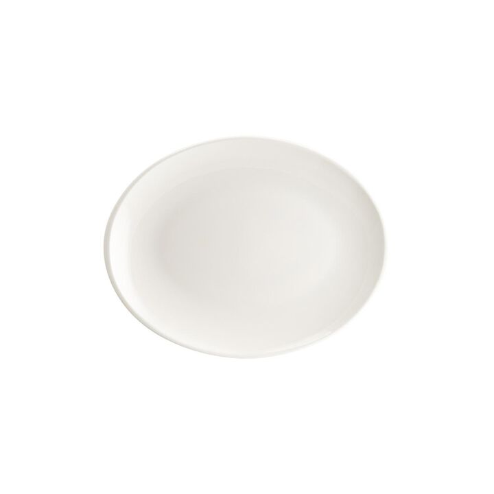 Moove 9.75" x 7.5" x h:1" Oval Warm White Porcelain Platter (Set of 2)