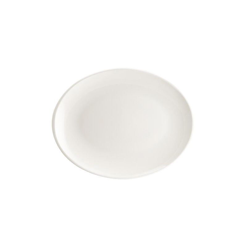 Moove 9.75" x 7.5" x h:1" Oval Warm White Porcelain Platter (Set of 2)