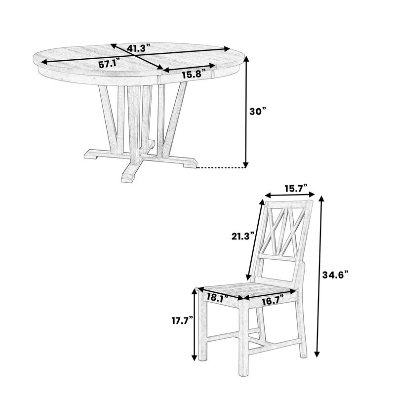 Rustic 5-Piece Extendable Dining Table Set