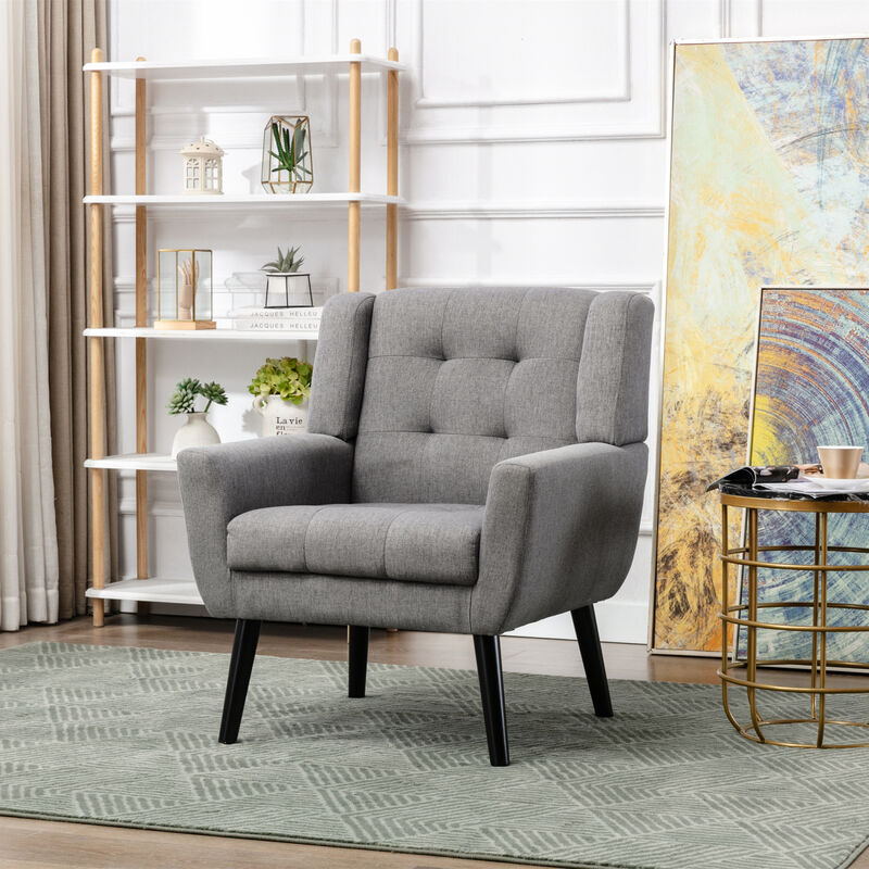Modern Soft Linen Material Ergonomics Accent Chair Living Room Chair Bedroom Chair Home Chair