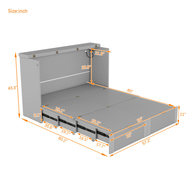 Merax Murphy Bed with Sockets and USB Ports