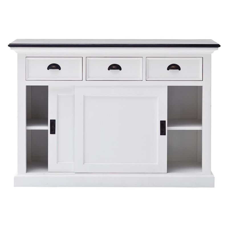 Belen Kox Contrast Sliding Door Buffet in Classic White & Black, Belen Kox