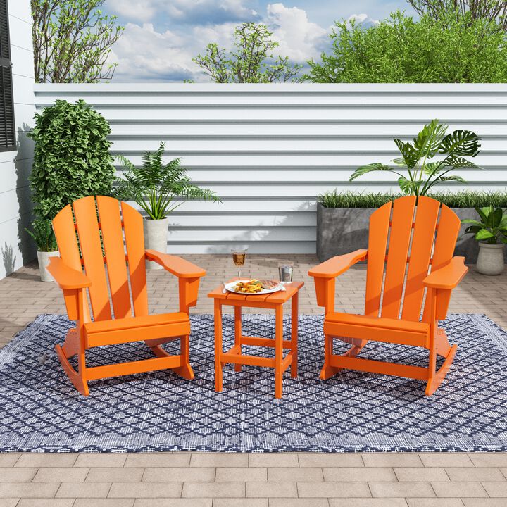 WestinTrends 3-Piece Outdoor Patio Rocking Adirondack Chairs with Side Table Set
