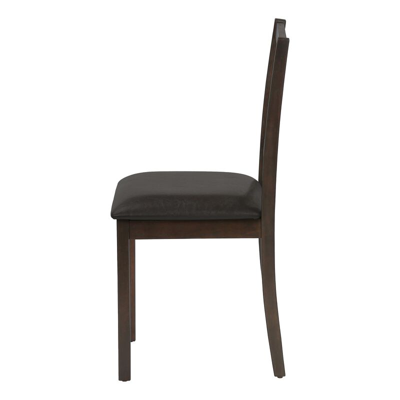 Monarch Specialties I 1304 - Dining Chair, Set Of 2, Side, Upholstered, Kitchen, Dining Room, Brown Leather Look, Brown Wood Legs, Transitional