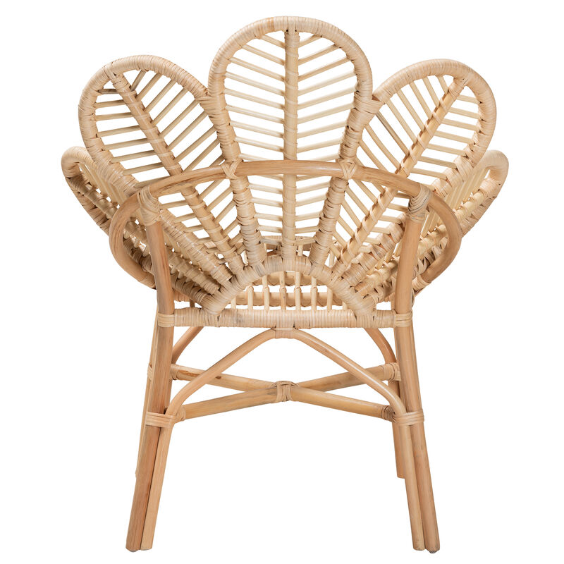 Bali & Pari Bianca Modern Bohemian Natural Brown Rattan Flower Chair