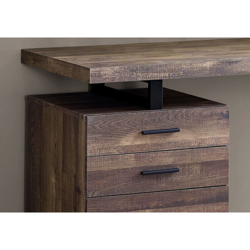 Monarch Specialties I 7408 Computer Desk, Home Office, Laptop, Left, Right Set-up, Storage Drawers, 48"L, Work, Metal, Laminate, Brown, Black, Contemporary, Modern
