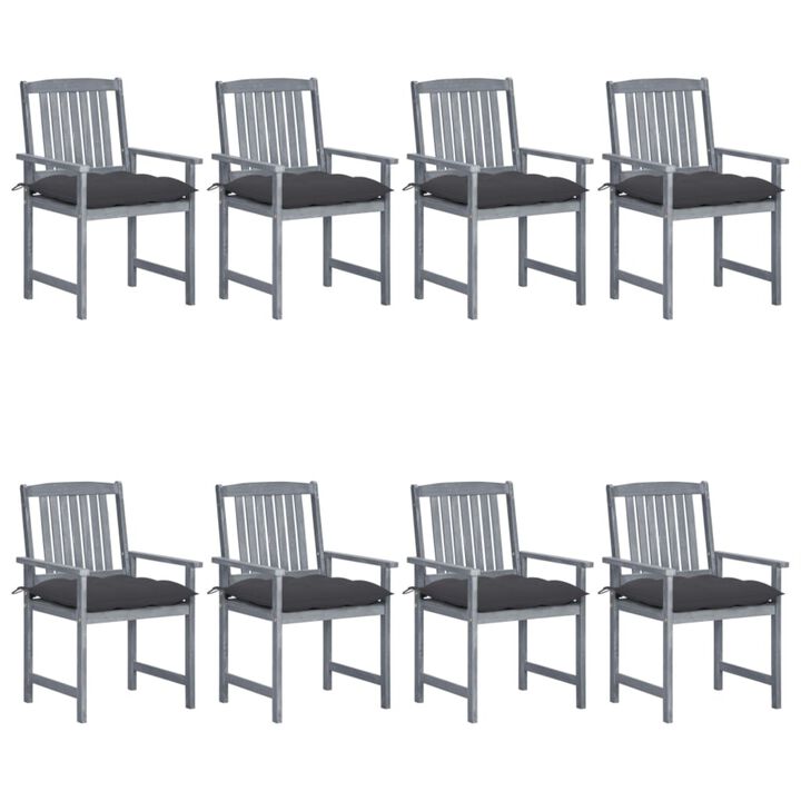 vidaXL Garden Chairs with Cushions 8 pcs Solid Acacia Wood Gray