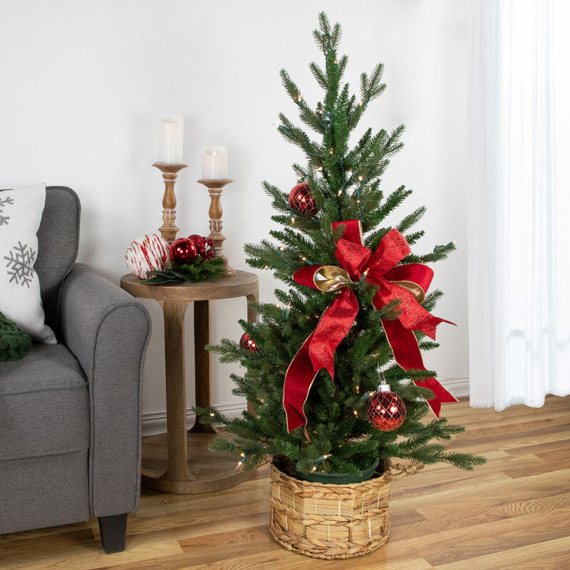 4' Pre-Lit Potted Grande Spruce  Artificial Christmas Tree  Clear Lights