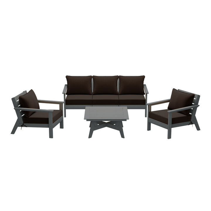 WestinTrends Outdoor 6-Piece Modular Sectional Patio Furniture Sofa Set