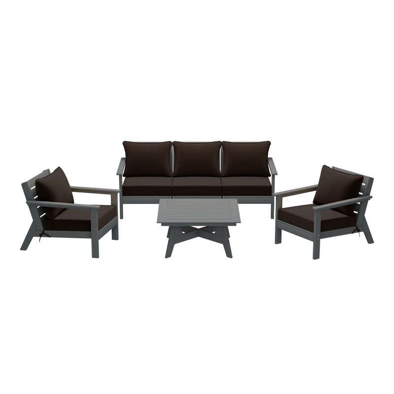 WestinTrends Outdoor 6-Piece Modular Sectional Patio Furniture Sofa Set