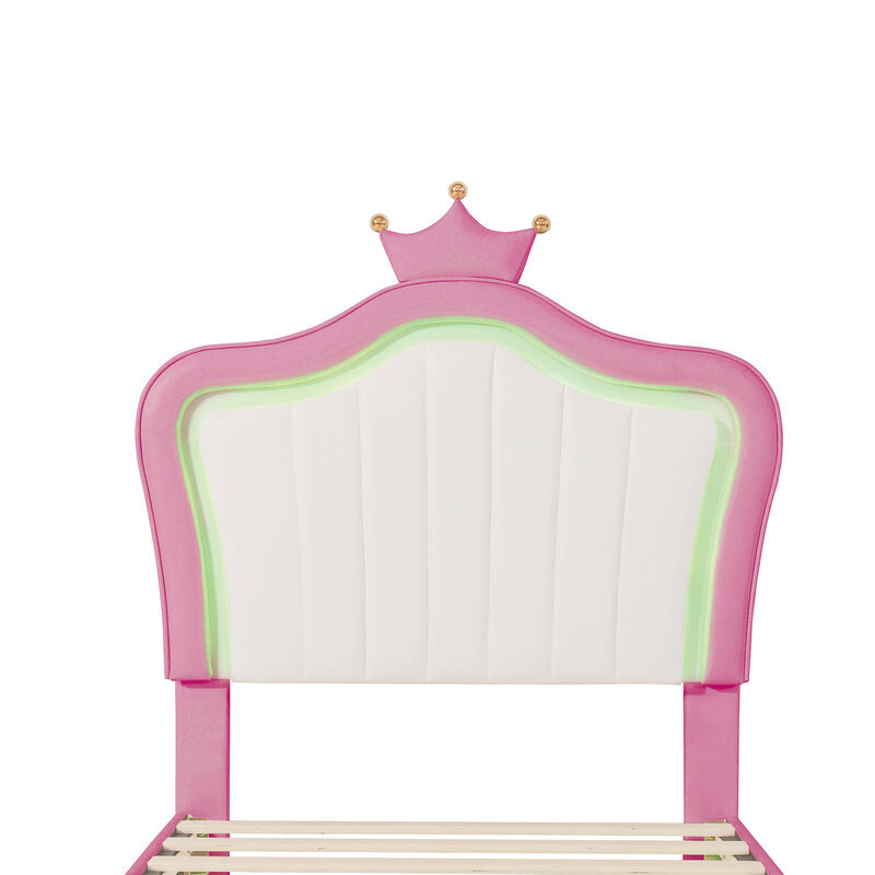 Merax Modern Princess Bed With Crown Headboard