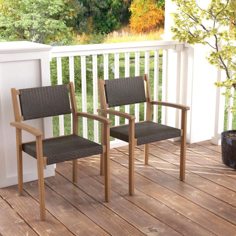 Hivvago Set of 2 Stackable Outdoor Wicker Dining Chair