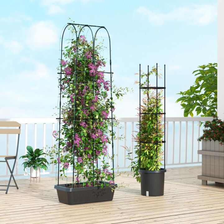 Hivvago 2 Pack Garden Planters with Trellis Cucumber Trellis Tomato Cage