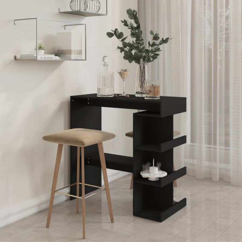 vidaXL Bar Table with Storage Rack Black 39.4"x19.7"x40" Engineered Wood