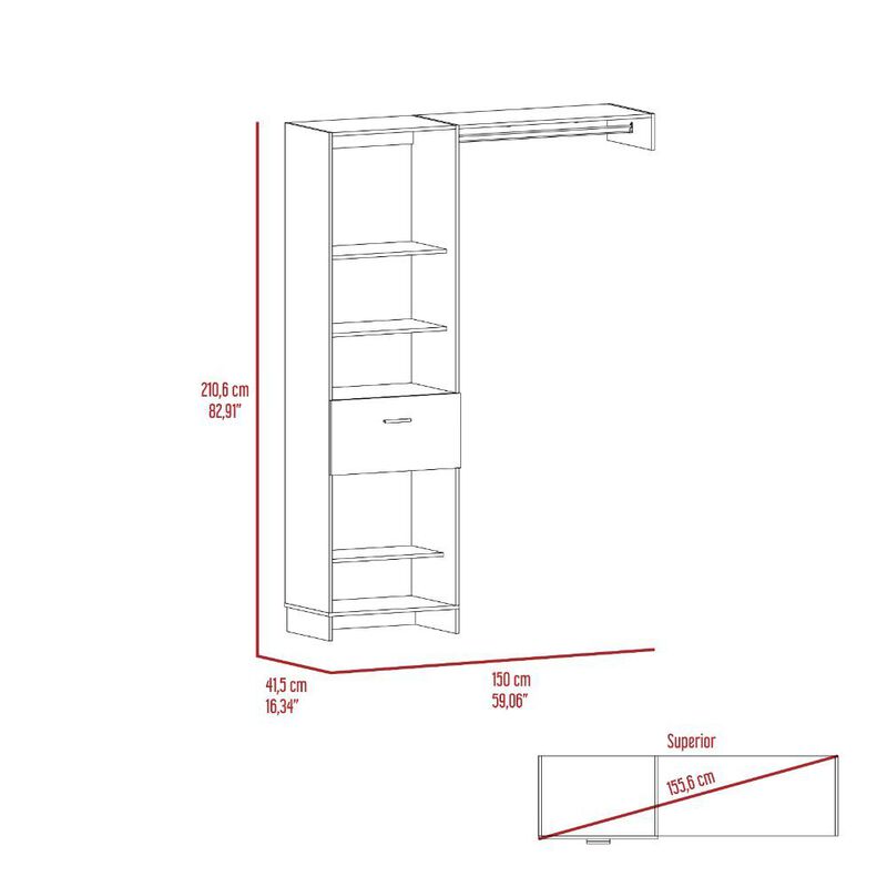 150 Closet System British, Bedroom, Black