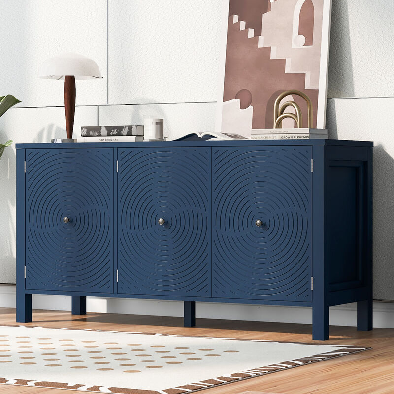 Merax Sideboard Cabinet with Curved Swirl Patterned Doors