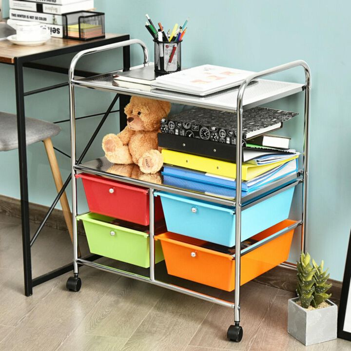 Hivvago 4 Drawers Shelves Rolling Storage Cart Rack