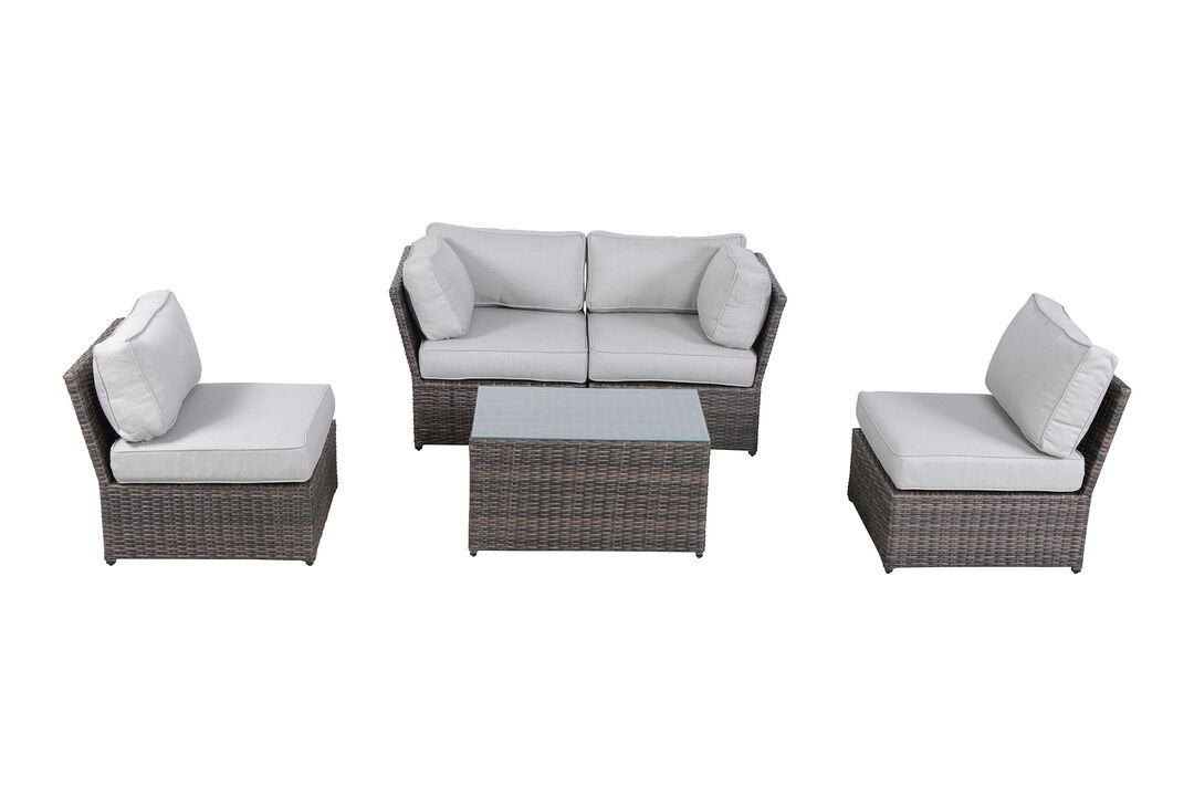 Living Source International Wicker Fully Assembled 4 - Person Seating Group with Cushions Brown