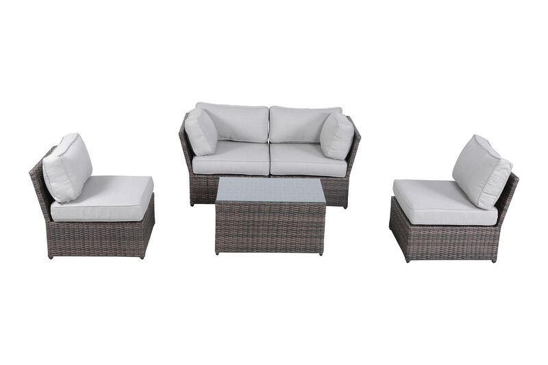 Living Source International Wicker Fully Assembled 4 - Person Seating Group with Cushions Brown