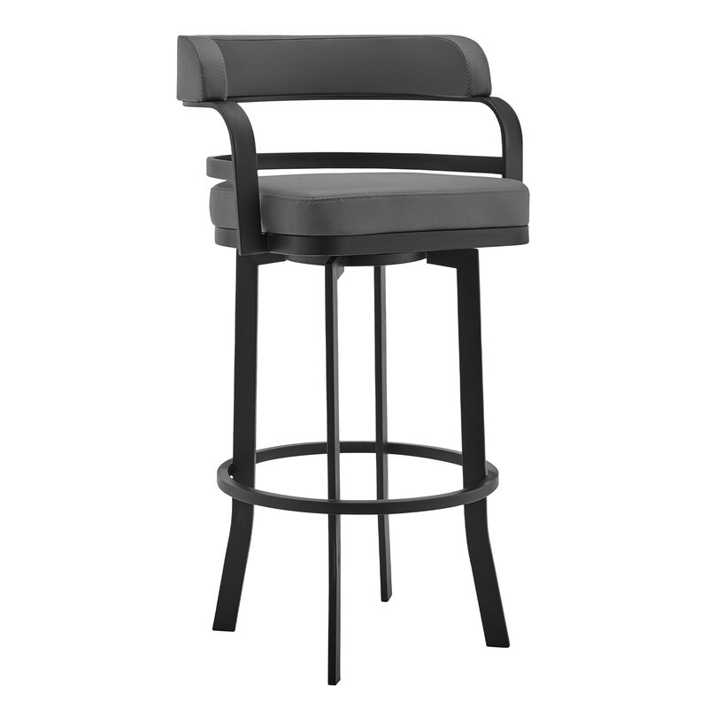 Prinz Counter Height Swivel Faux Leather and Brushed Stainless Steel Bar Stool