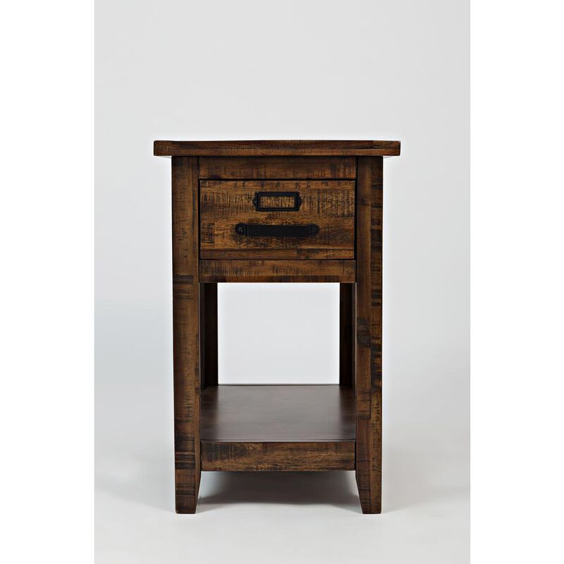 Starlight Canyon Home Gray One Drawer Chairside Table with Acacia and Veneer for Industrial Style