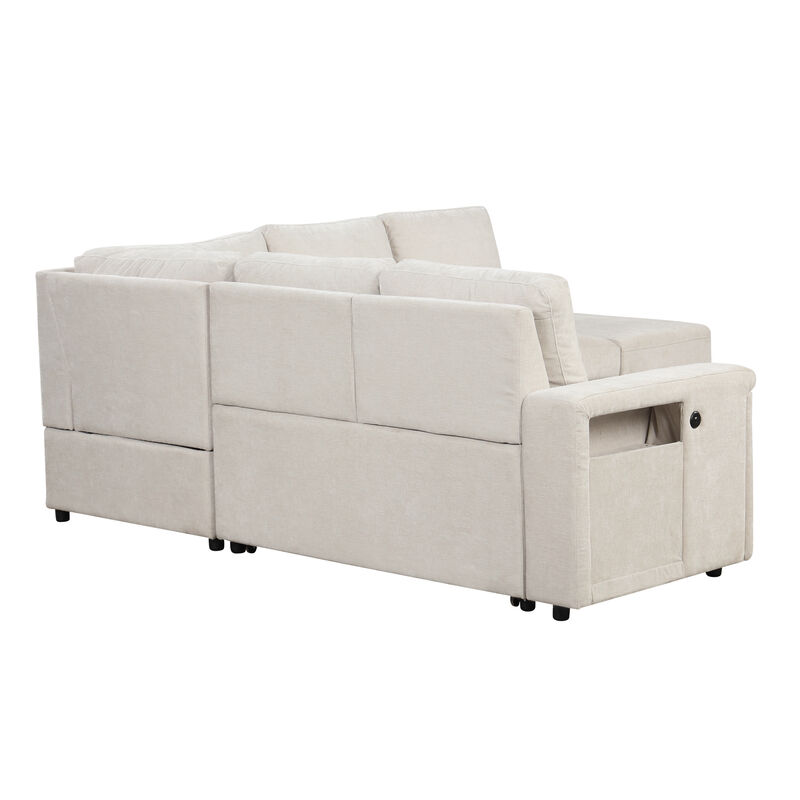 Merax  L-shaped Padded Modular Sofa with Storage
