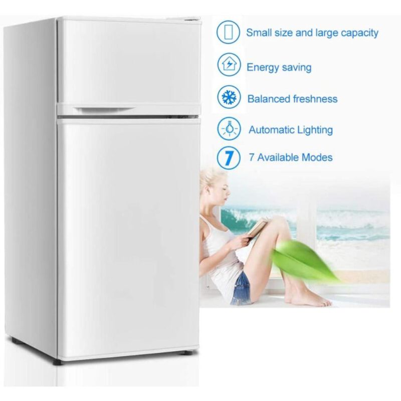 Costway 2 Doors Cold-rolled Sheet Compact Refrigerator