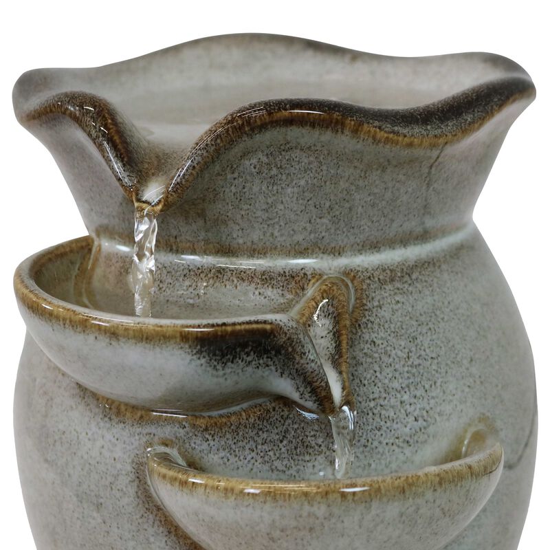 Sunnydaze Cascading Side Tiers Ceramic Indoor Water Fountain - 8 in