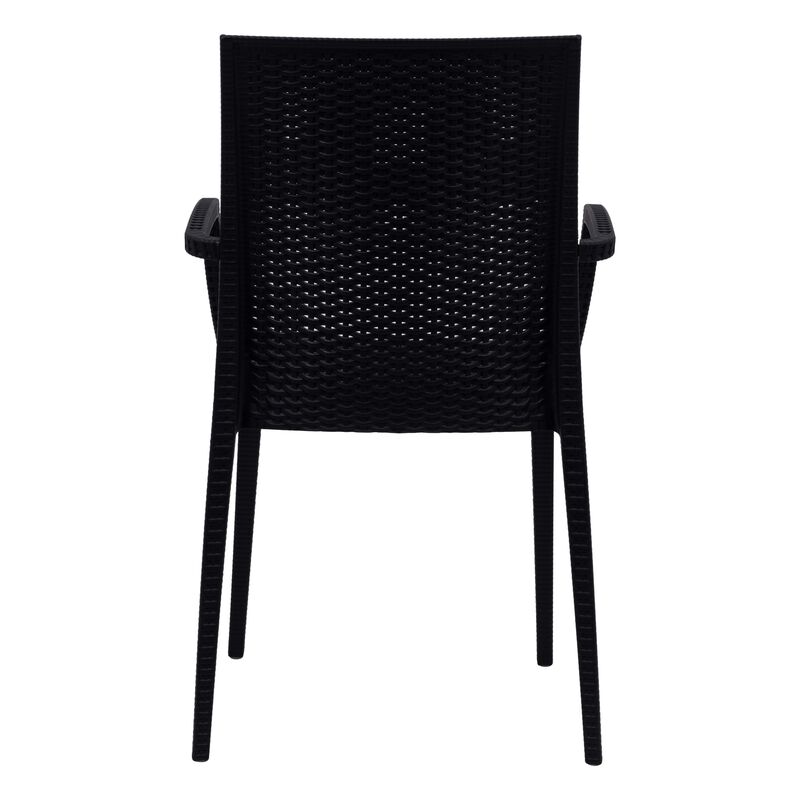 LeisureMod Weave Mace Indoor/Outdoor Chair (With Arms) in Green