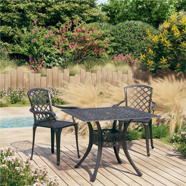 vidaXL 3 Piece Bistro Set Cast Aluminum Black
