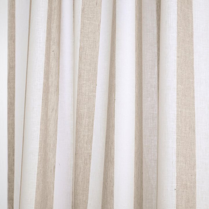 Solino Home 100% Pure Linen Cabana Stripe Curtain for Thanksgiving, Christmas