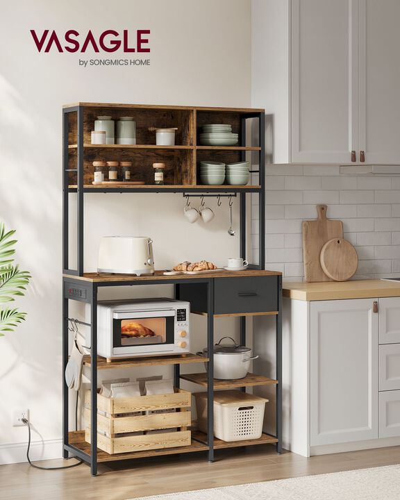 Bakers Rack with 12 Hooks: Versatile Storage and Display for Kitchen and Home
