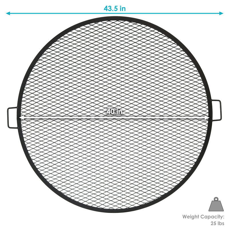 Sunnydaze Round Steel X-Mark Fire Pit Cooking Grill with Handles